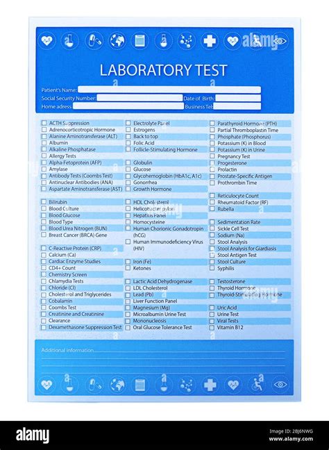 laboratory investigations list